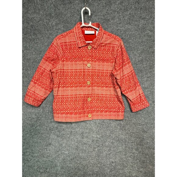 Liz Claiborne First Issue Jacket Women's XL Red Geometric Patterned Jacket - Picture 2 of 16